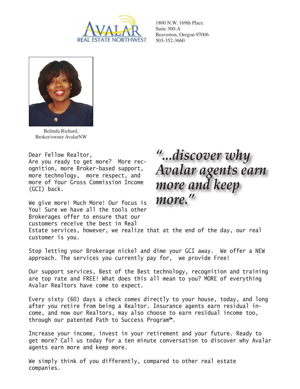 Avalar Realtor recruitment direct mail